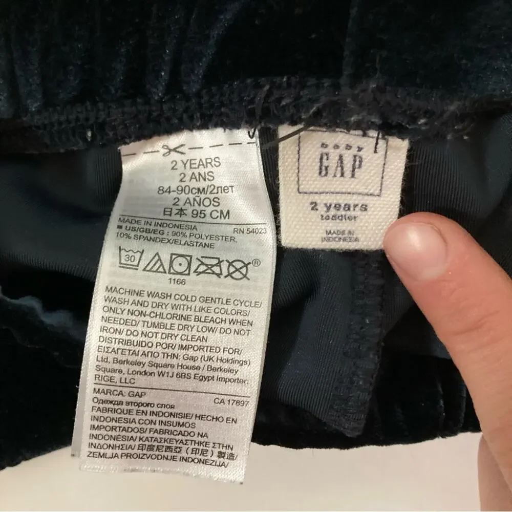 Gap Baby Gap Dark Blue Velvet Velour Elastic Waist Pull On Legging Pants 2T